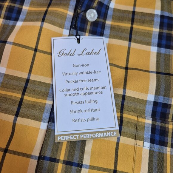 Roundtree & Yorke Gold Label Men's Shirt Size S Short Sleeve Yellow Plaid (56) - Picture 5 of 10